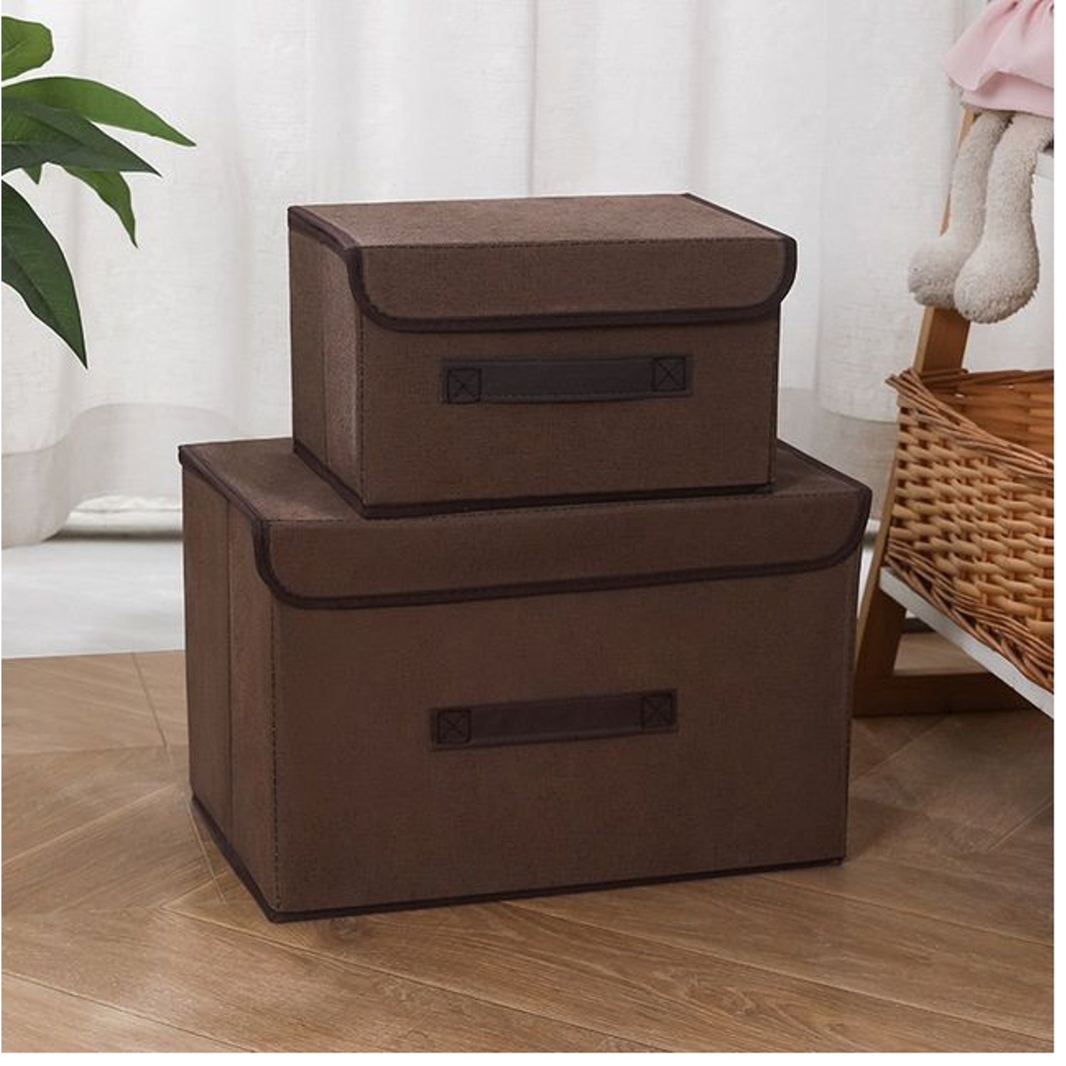 Caja de almacenamiento plegable a prueba polvo para ropa color Marron OEM falabella