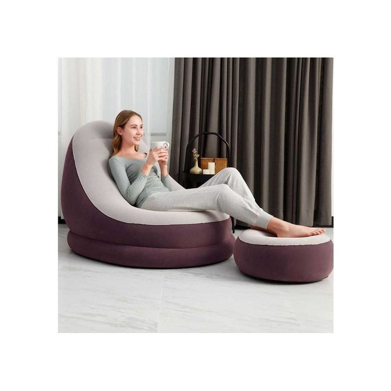 BESTWAY - sofá sillón inflable con posa pies puff inflable-MARRON