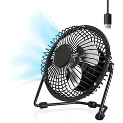 JPSYSTEMS - Ventilador para escritorio metálico USB 4 aspas 13x13x7cm NEGRO