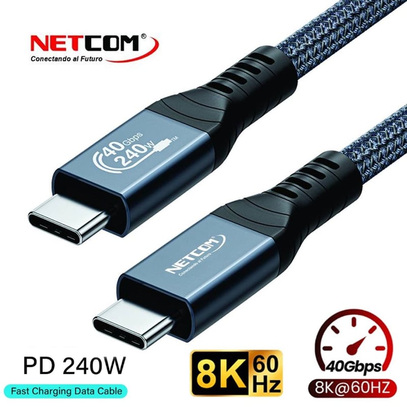 Cable USB-C Thunderbolt 4 NETCOM 60Hz 40Gbps 8K PD 240W 1 Metro ...