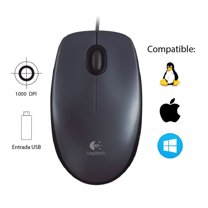 LOGITECH - Mouse Logitech USB M90 Negro