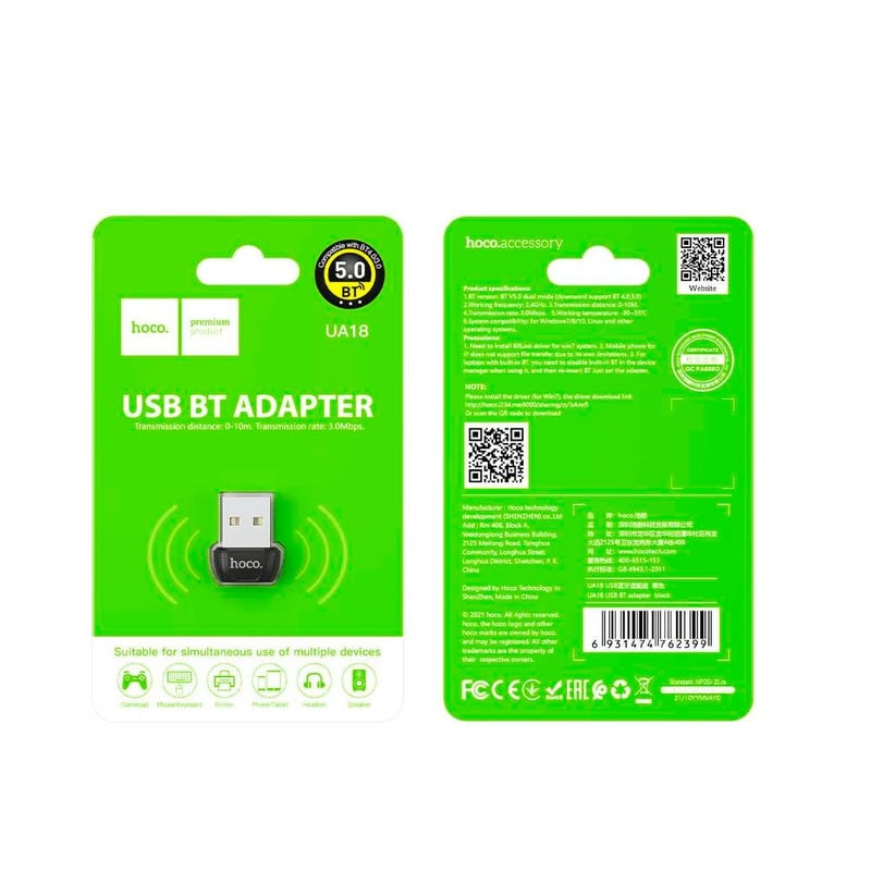 HOCO - Adaptador USB Conector Receptor Bluetooth UA18 HOCO