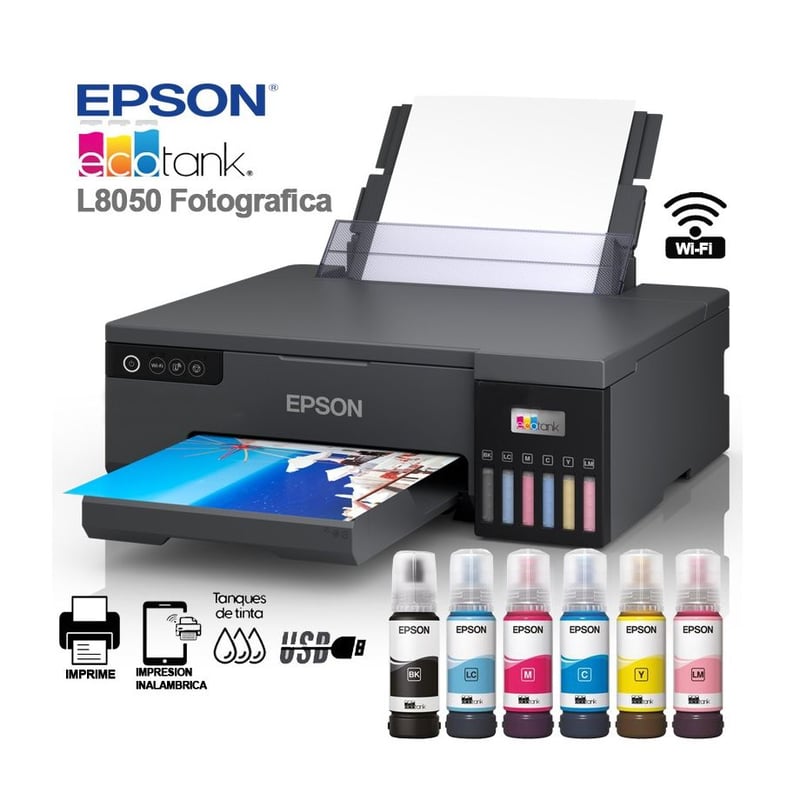 EPSON - Impresora Epson L8050 A4 Rotula Cd Dvd Impresora Pvc WIFI FOTOS