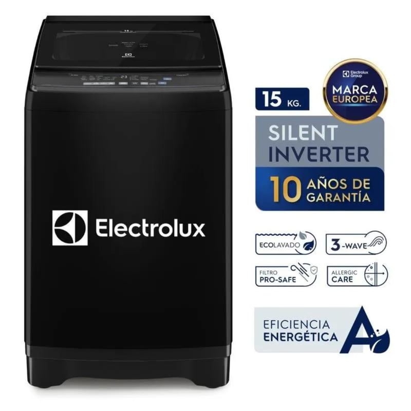 ELECTROLUX - Lavadora 15kg Electrolux Negro Inverter Technology EWIP15F2XSWB