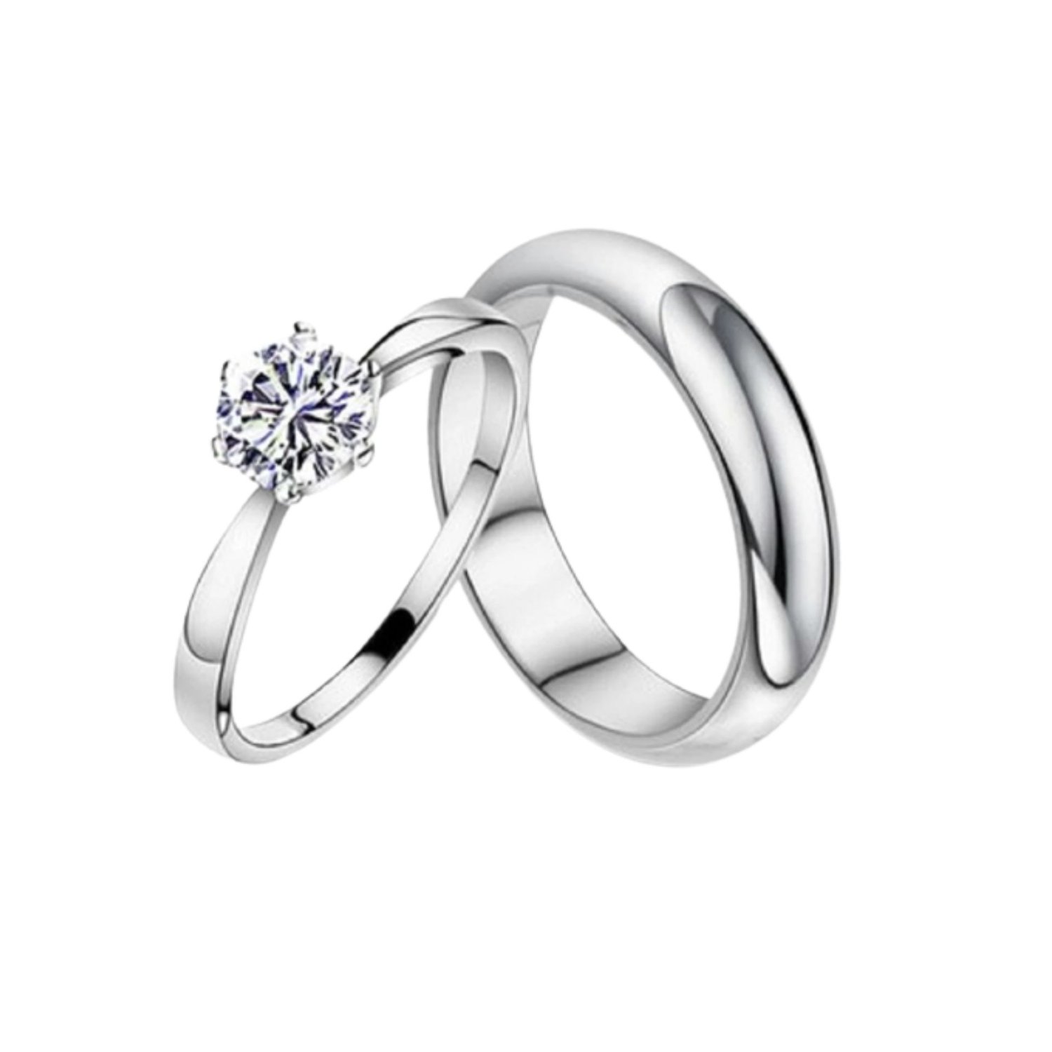 Anillo de Matrimonio Solitario Hombre Banado Oro Blanco Genieka