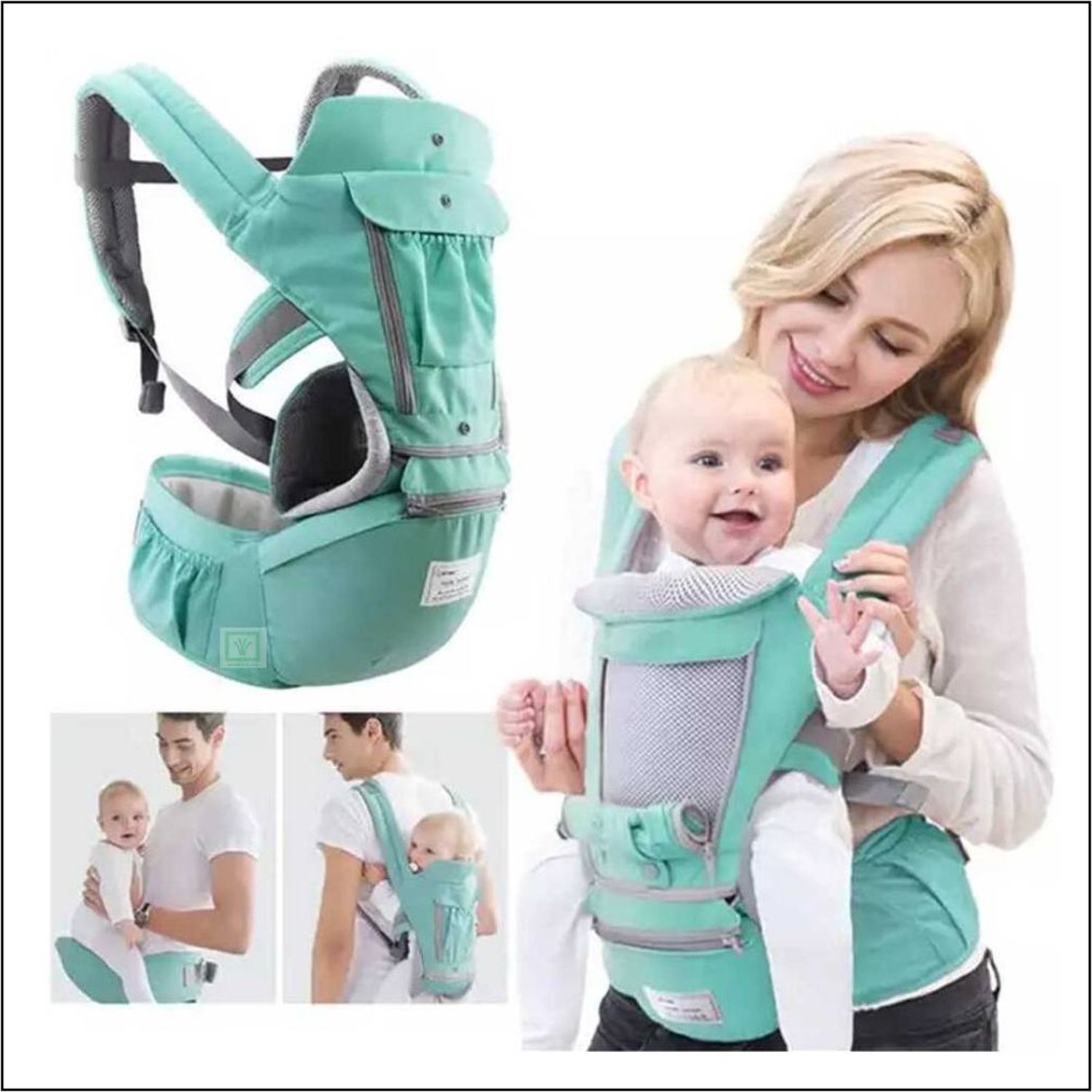 Canguro Portabebe con Asiento Verde Multifuncional Aiebao IMPORTADO MC falabella