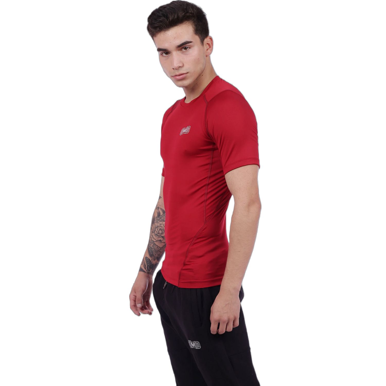 Polo Deportivo de Compresion Manga Corta Color Rojo para Hombres