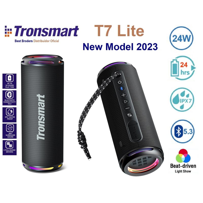 TRONSMART - Parlante Bluetooth Tronsmart T7 Lite -Negro IPX7- 24hr musica- 24 Watt
