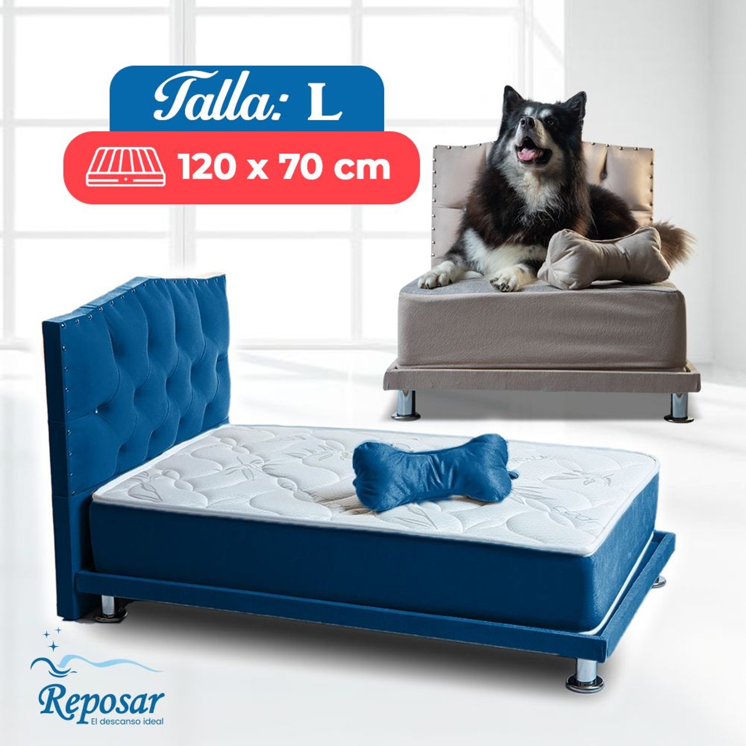 Cama Mascota PREMIUM trio L color Azul My Pet | Sodimac Perú