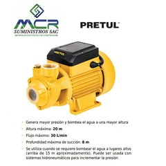 PRETUL - BOMBA ELÉCTRICA PARA AGUA PERIFÉRICA 1/2 HP 220V 28025