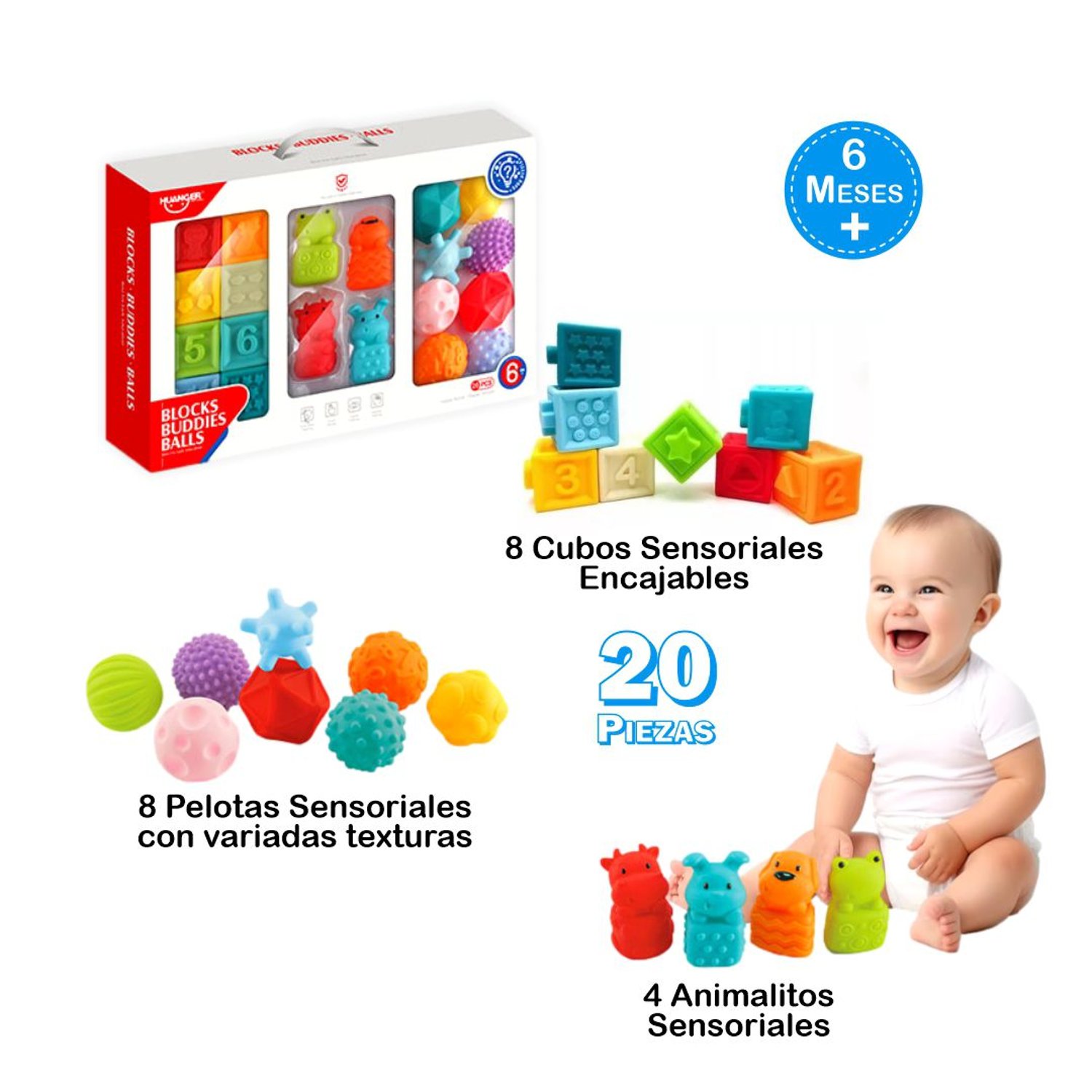 Juguetes Montessori Para Bebés De 1 Año 6 Piezas Sensoriales | Cuotas sin interés