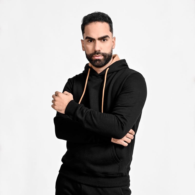 conjunto buzo afranelado polera y jogger para hombre negro Arcoi