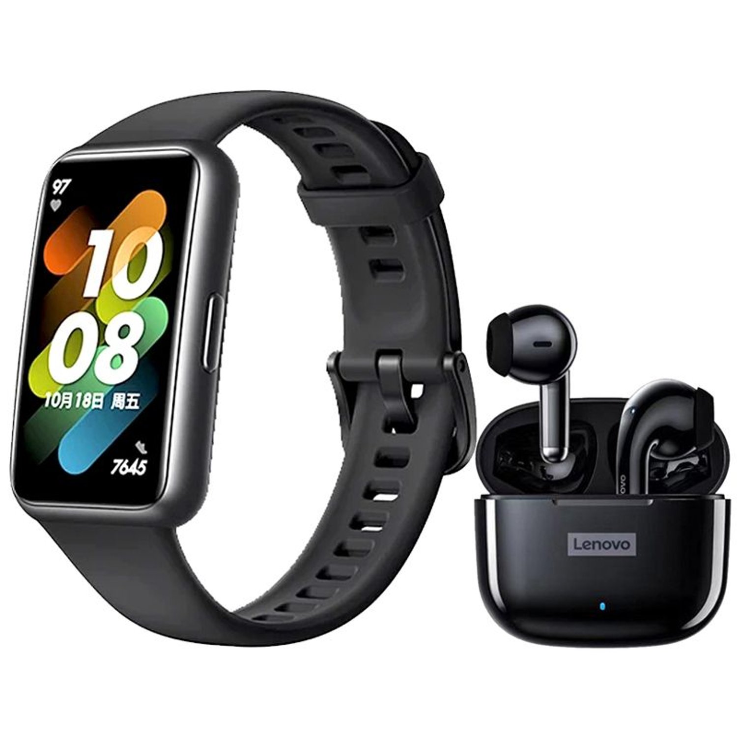 Huawei Band 7 De Reloj Pulsera inteligente y Audifonos Lenovo LP40 Pro