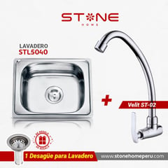 STONE - COMBO DE LAVADERO DE ACERO PRIME STL5040 VELIT ST-02