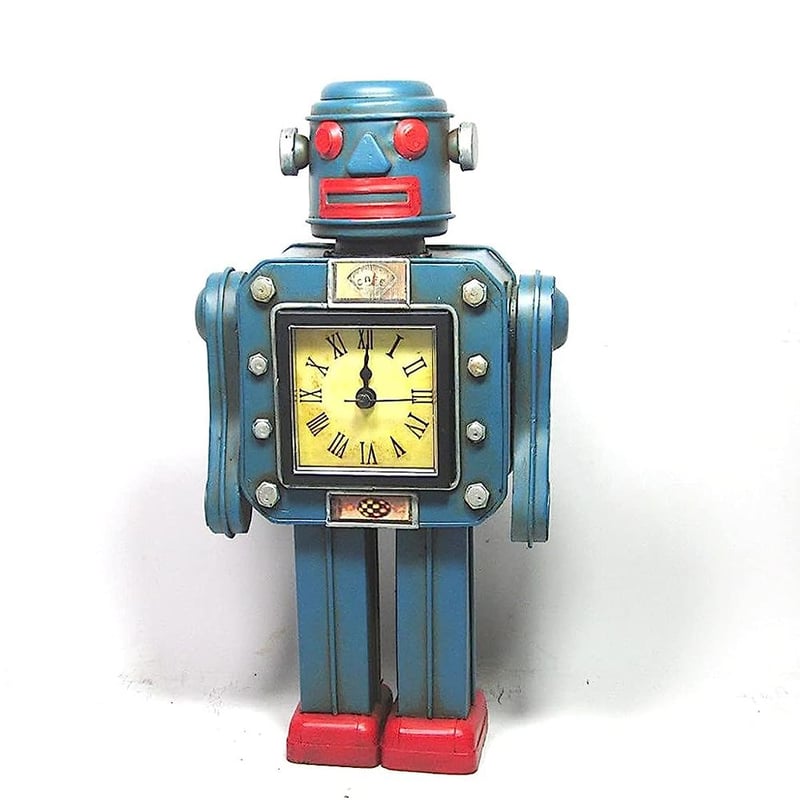 Reloj de Mesa Robot de Hierro Estilo Retro Vintage de Coleccion Sodimac Peru