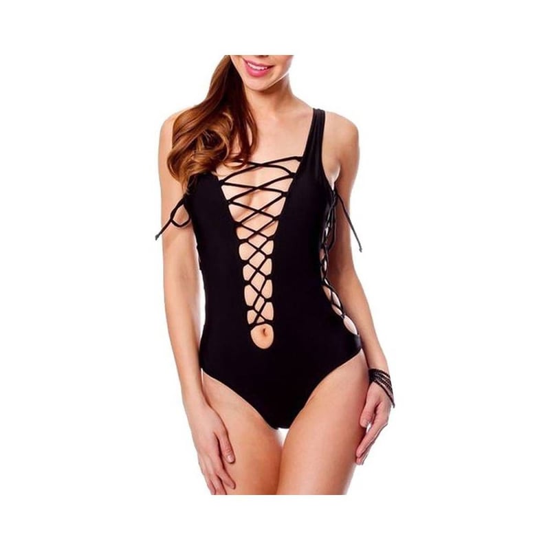 Traje bano de una pieza hollow out monokini de mujer negro. VATYERTY falabella