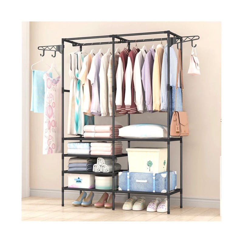 Ropero Armario Closet Perchero Organizador Ropa 2 Cuerpos Negro GRETAIL ...