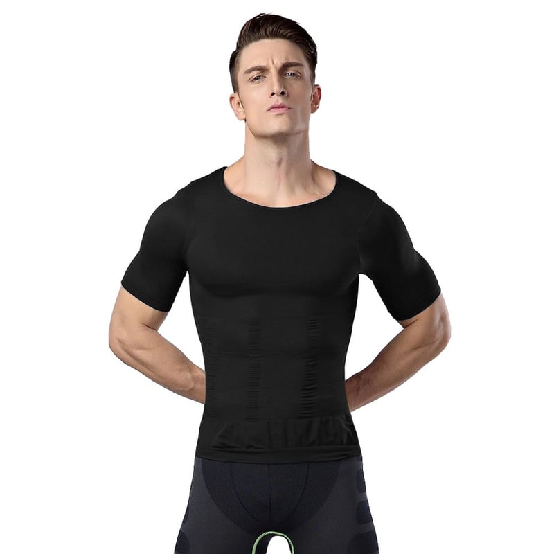 CAMISETA FAJA REDUCTORA ANTI GINECOMASTIA NEGRO DE HOMBRE