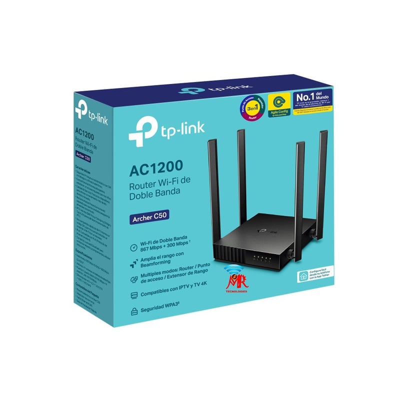 TP LINK - ARCHER C50 Router Wi-Fi de doble banda AC1200