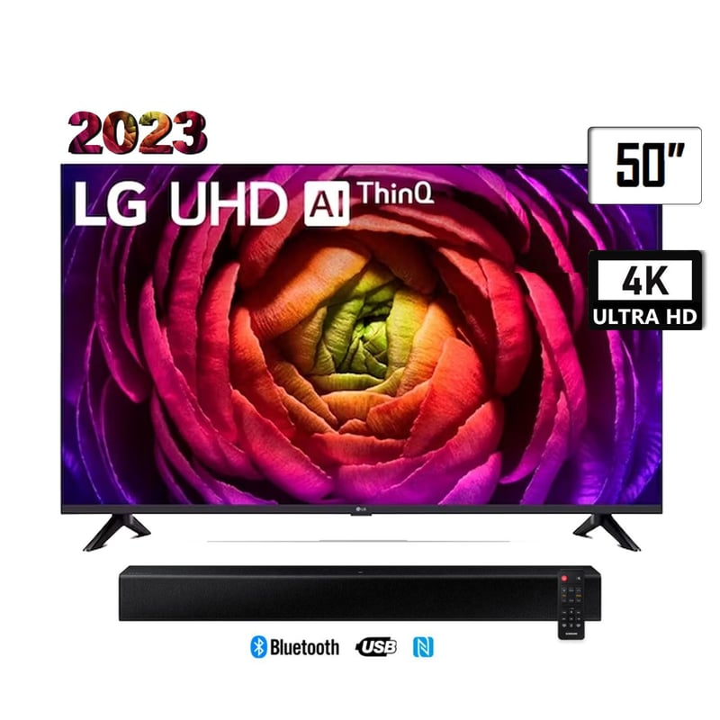 LG - TV LG 50 UR7300 WEBOS UHD 4K  SOUNDBAR C400 Nuevo