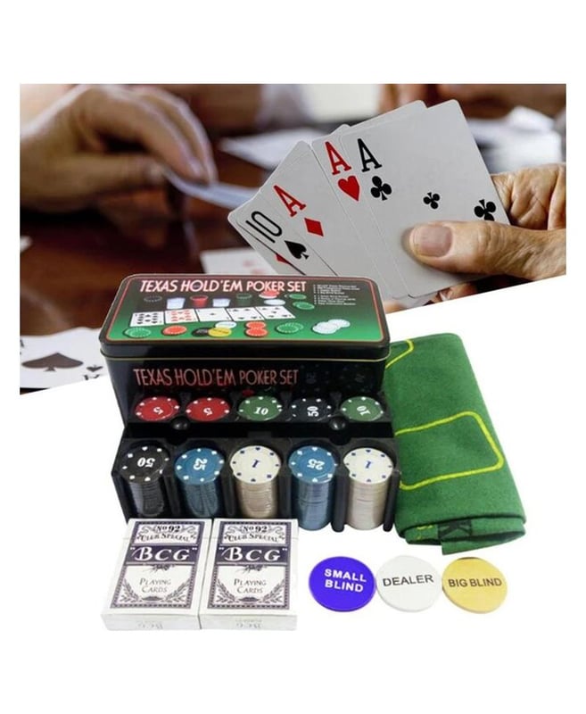 Set De Póquer Y Blackjack Con 200 Fichas Y Tapete | Maletín Metálico Para Texas Hold'em - Ideal Para Fiestas Y Reuniones