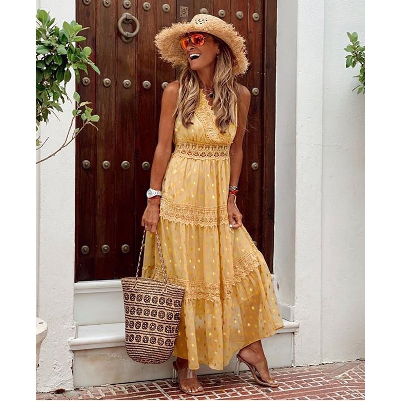 Vestido largo de verano para mujer Amarillo