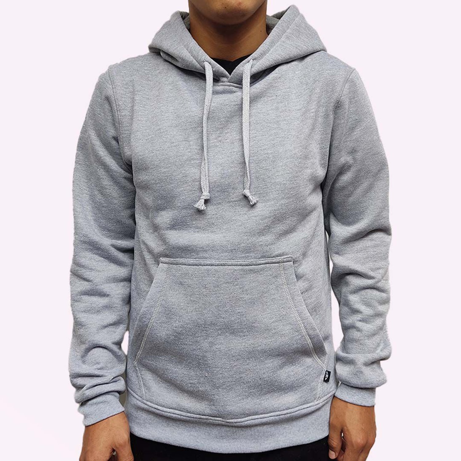 POLERA PLOMO HOODIE HOMBRE FRANELA MELANGE