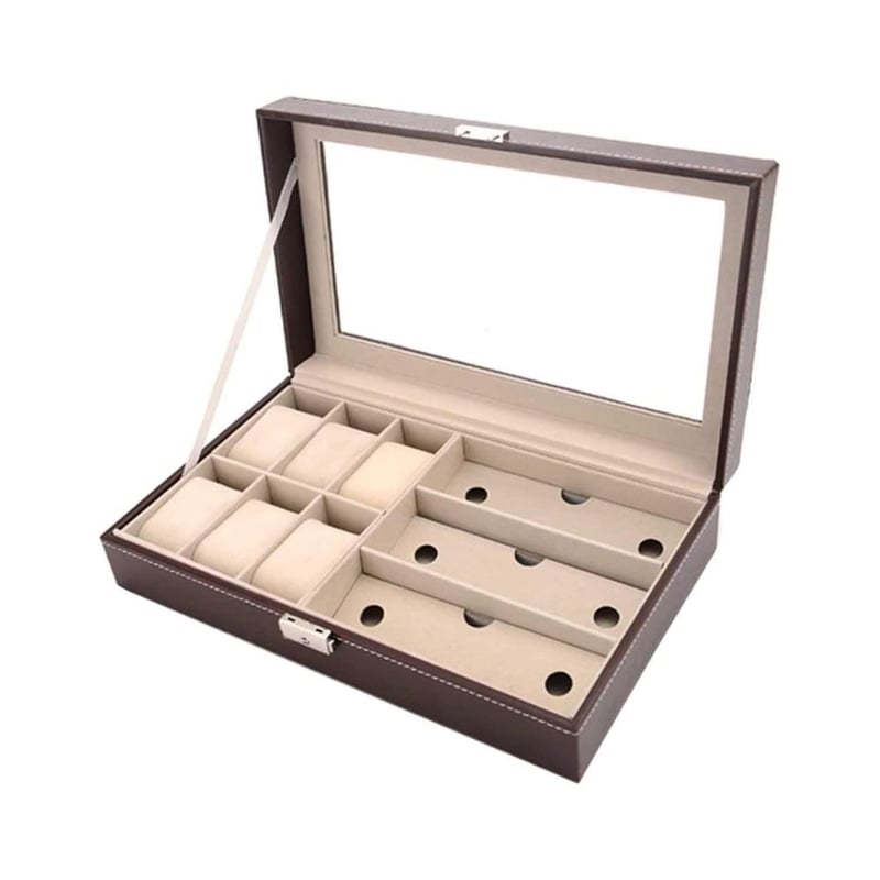 Caja Organizadora para Relojes y Lentes 9 Compartimientos