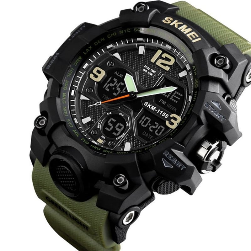 SKMEI - Reloj Skmei 1155 Dual Verde Militar