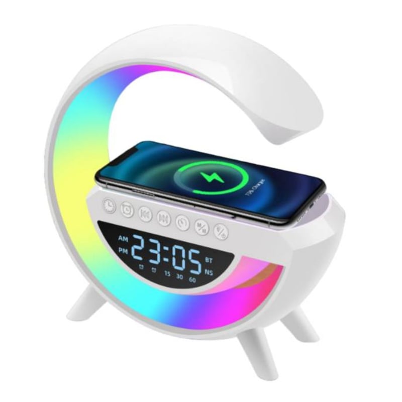 GENERICO - Lampara G Smart 6 en 1 Luz RGB Parlante Reloj Cargador Inalámbrico