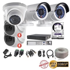 HIKVISION - Kit 5 Cámaras Seguridad FULLHD + 2TB + AUDIO + Cable