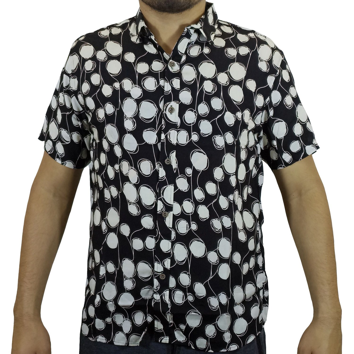 Camisa Chalis Manga Corta Para Hombre Negro