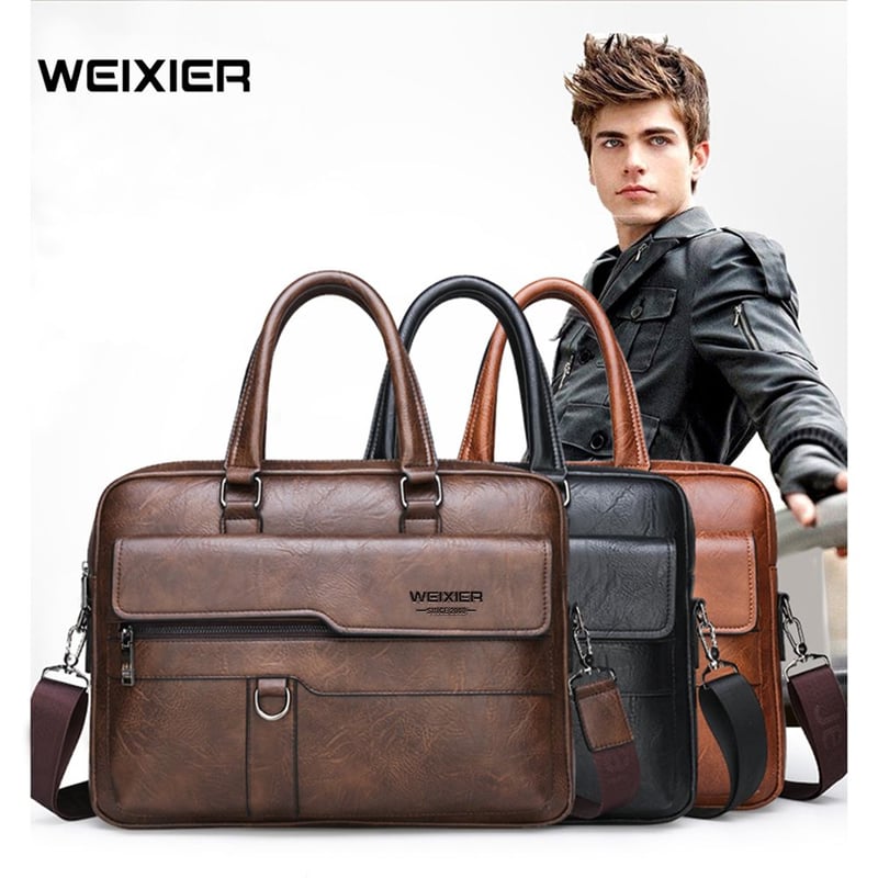 Maletin de Cuero para Hombre Bolso Ejecutivo Weixier Marron Oscuro GENERICO falabella
