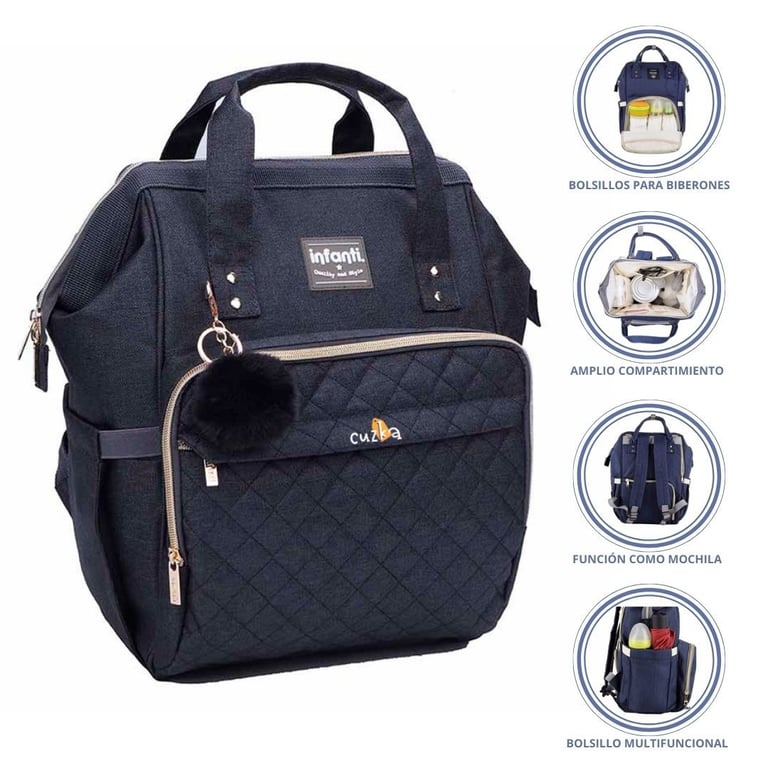 Mochila pañalera open gris shop