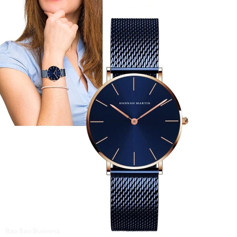 Relojes Dama Analogo de Metal Acero Inoxidable Azul Hannah Martin Moda HANNAH MARTIN falabella