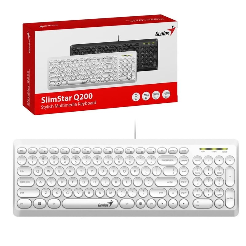 GENIUS - TECLADO GENIUS SLIMSTAR Q200 USB MULTIMEDIA BLANCO