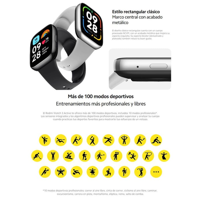 Smartwatch Xiaomi Redmi Watch 3 Active SpO2 Altavoz Microfono XIAOMI falabella