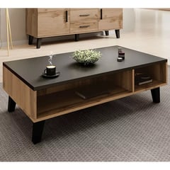 VENTITAS HOME - Mesa de Centro Vintage Gina 110cm Negro y Espresso