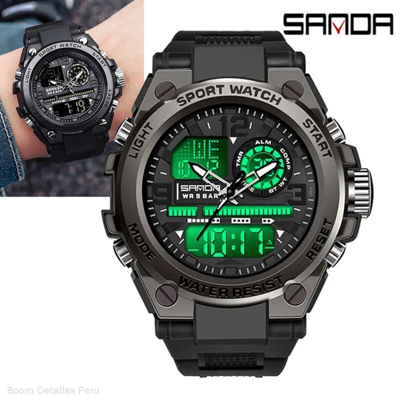 Reloj para Hombre Deportivo Digital Resistente al Agua de Resina Negro ...