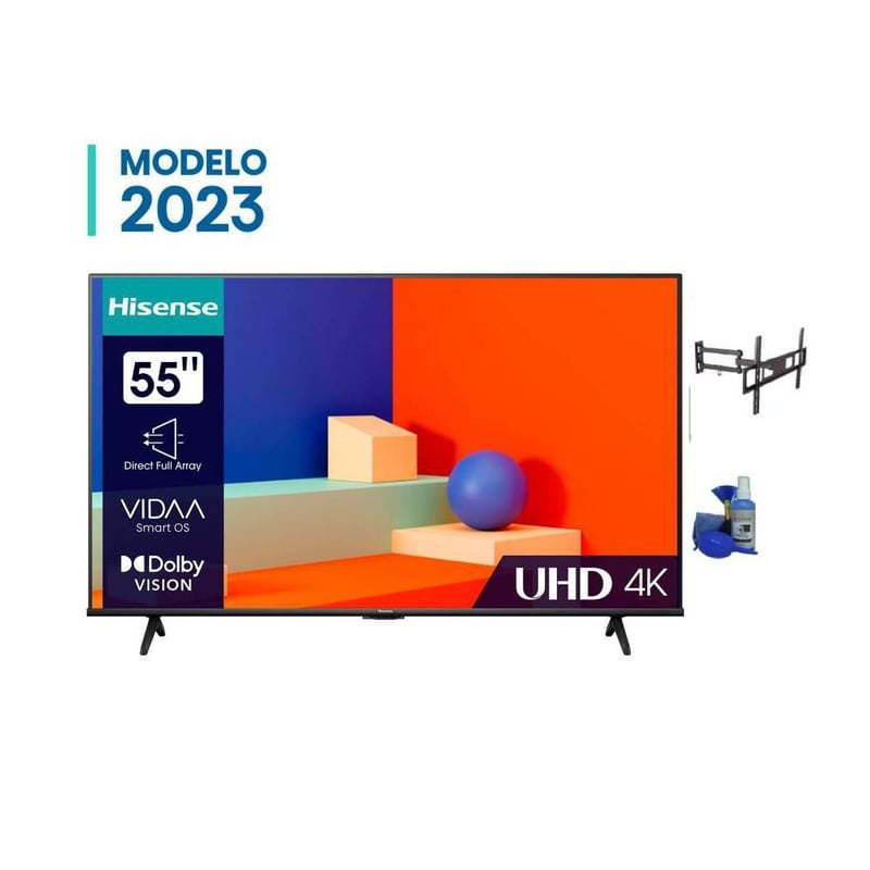 HISENSE - Televisor Hisense 55'' UHD TV 4K SMART 55A6K 2023 VIDAA DOLBY VISION HDR + KIT Y RACK