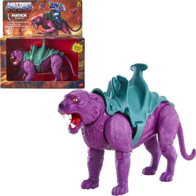 Panthor Retro Play (fourrure Réaliste) - Masters Of The Universe Origins Mattel