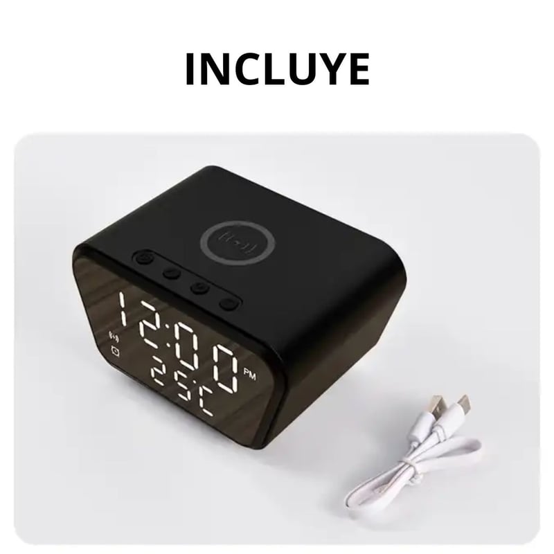 Cargador Inalambrico 3 en 1 Reloj Despertador con Temperatura AY 21 GENERICO falabella