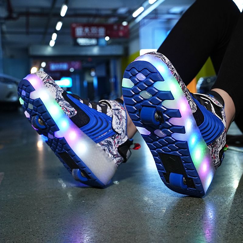 Zapatillas con ruedas y luces LED recargables con USB ninas y ninos