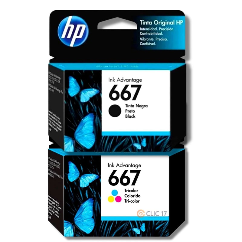 Kit Tinta HP 667 Negro Tricolor Original HP | falabella.com