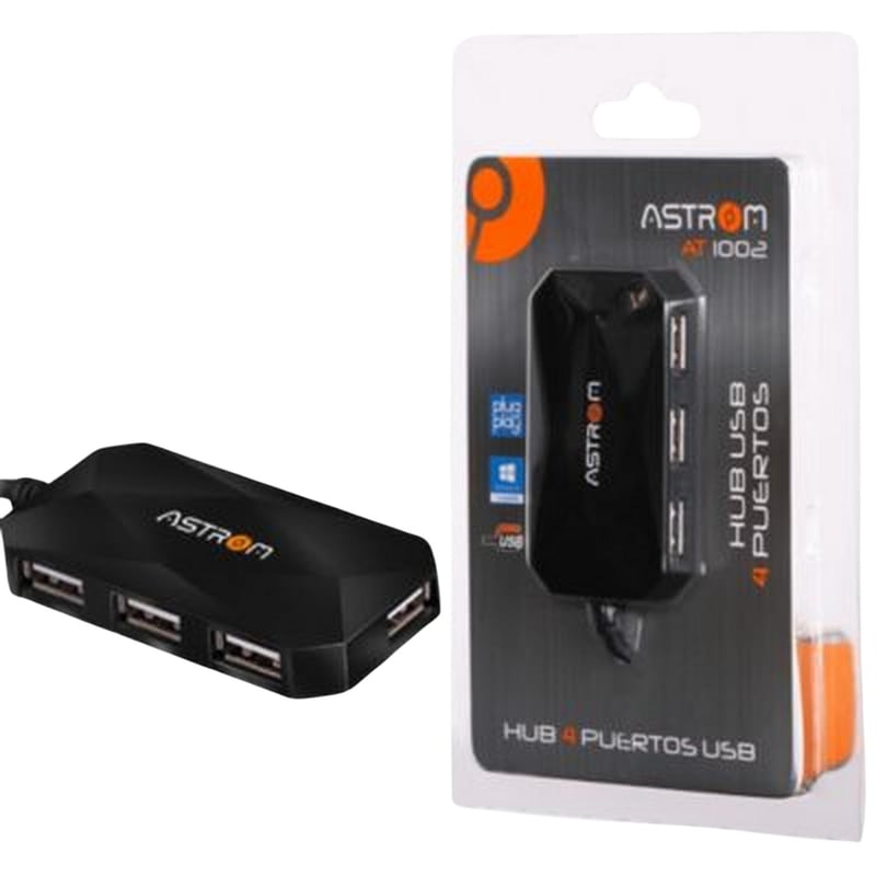 Hub USB Multipuertos AT1001 ASTROM 4 Puertos 2.0 Rectangular ASTROM ...