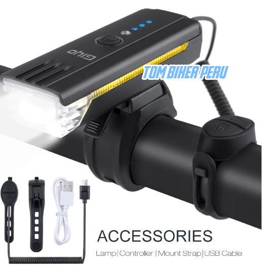 Luz Delantera Bicicleta Con Timbre | Recargable USB, IP44 | Alto Brillo, 130 DB, Para Senderismo