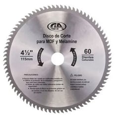 C AND A TOOLS - DISCO DE CORTE D/MADERA 60 DIENTES 4 1/2" C&A