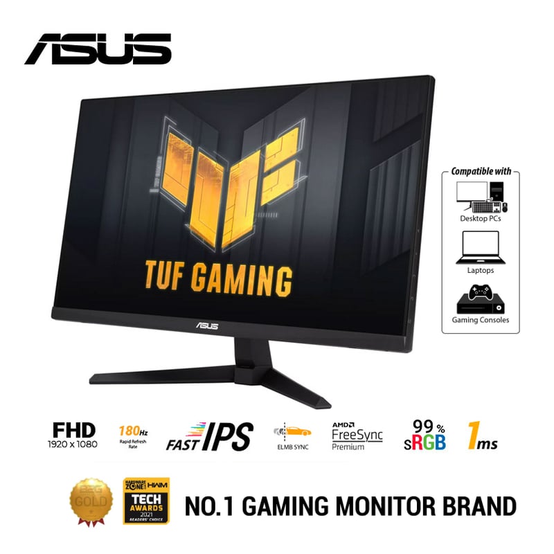 ASUS - MONITOR GAMER ASUS TUF GAMING VG249Q3A FHD PLANO 24 FAST IPS 180HZ 1MS