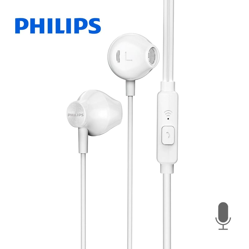 PHILIPS - Audifonos Philips In Ear TAUE101wt Con micro 35mm Bass Sound Blanco