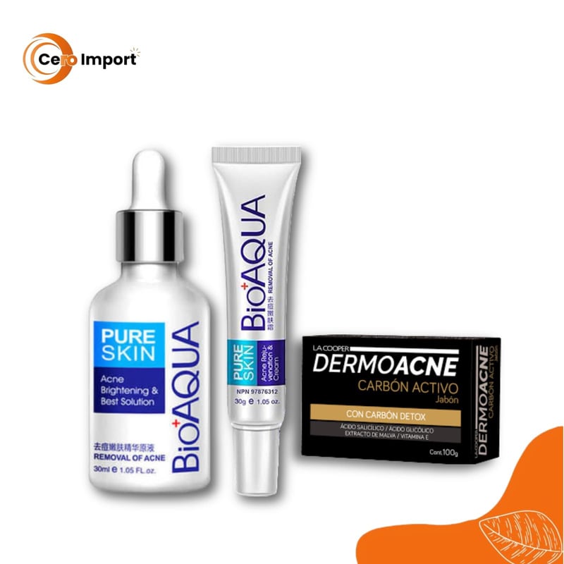 Pack 2 Cremas AntiAcné Bioaqua y Jabon Dermoacne Activado LaCooper ...